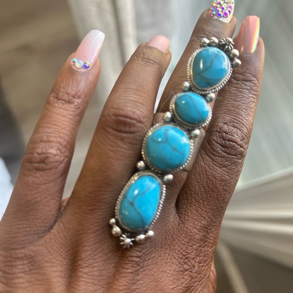 Turquoise ring statement ring - Picture 2 of 9